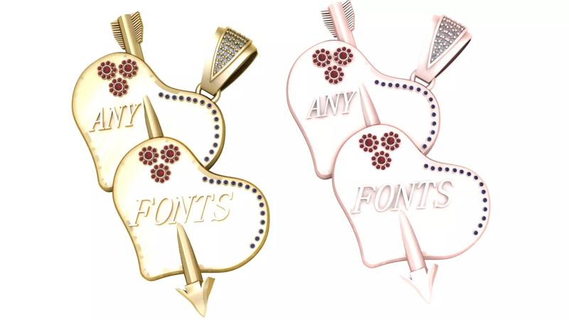 Two Heart Pendant 3D Printable Mode