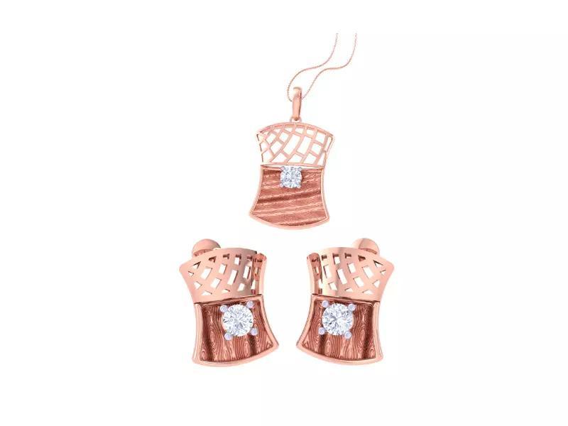 Solitaire Earring Pendant Set 3dm STL OBJ FBX Renders Details