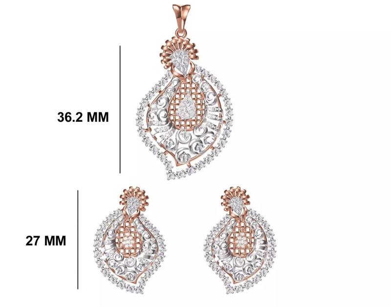 Women Earrings Pendant Set STL FBX JCD Details