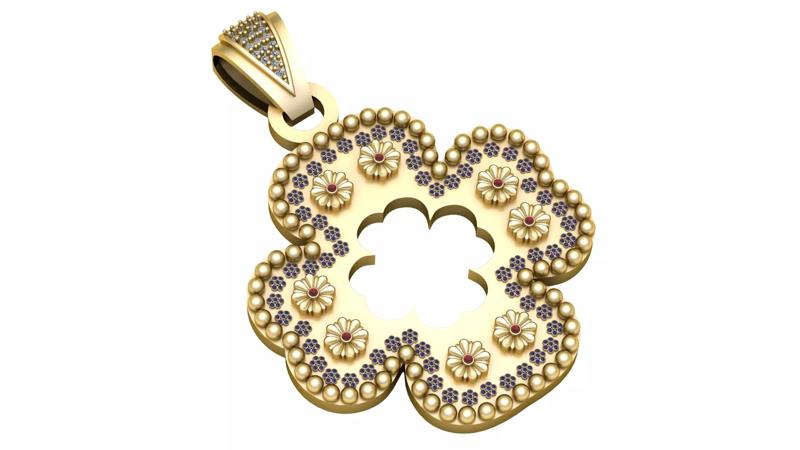 Pendant Fleur Gold Pendant Design 3D Printable Model