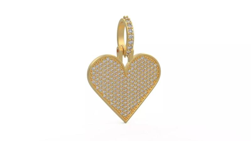 Model 1126 Playing Cards Hearts Iced Out Pendant Medium 20mm