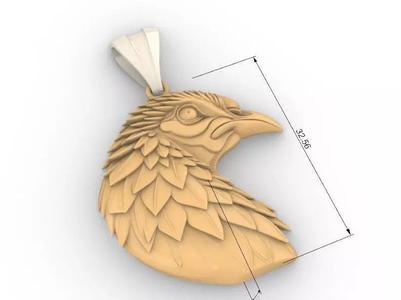 Rooster pendant dije de gallo de busto ahuecado 33 mm