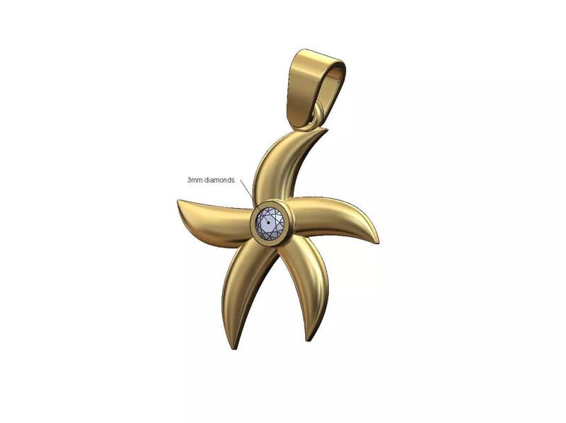 Diamond starfish pendant charm