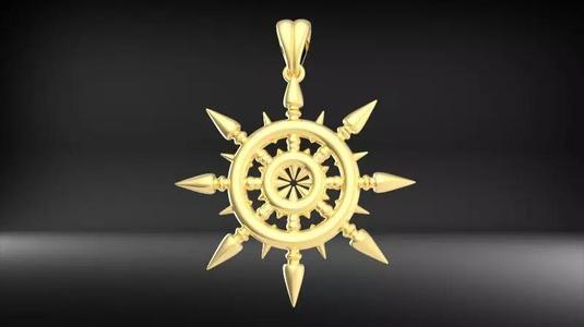 Ship Wheel Pendant necklace charm 3D printable Jewelry