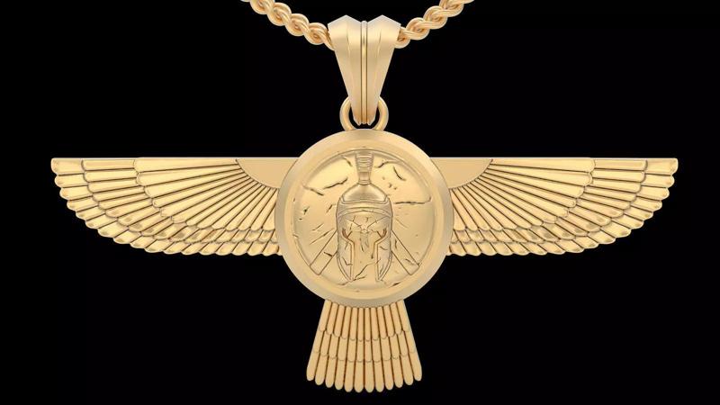 Spartacus wings pendant gold printable jewelry 3D model