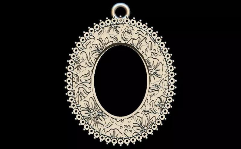 Oval Floral Vintage Pendant Necklace