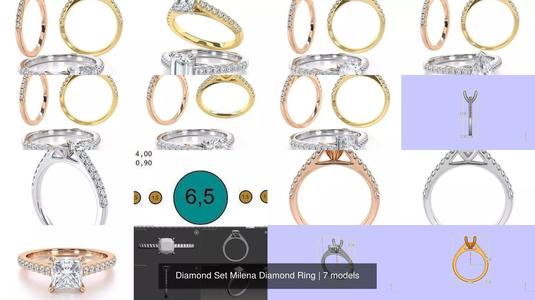 Diamond Set Milena Diamond Ring 3D Model Collection