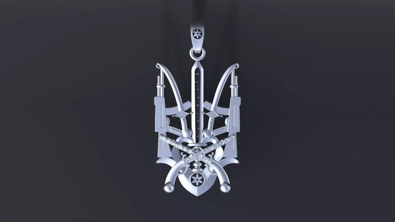 Pendant with Trident Symbol of Ukraine cnc model or