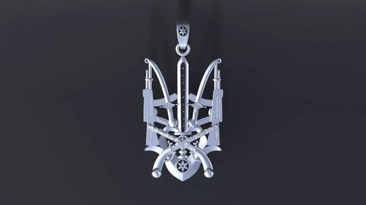 Pendant with Trident Symbol of Ukraine cnc model or