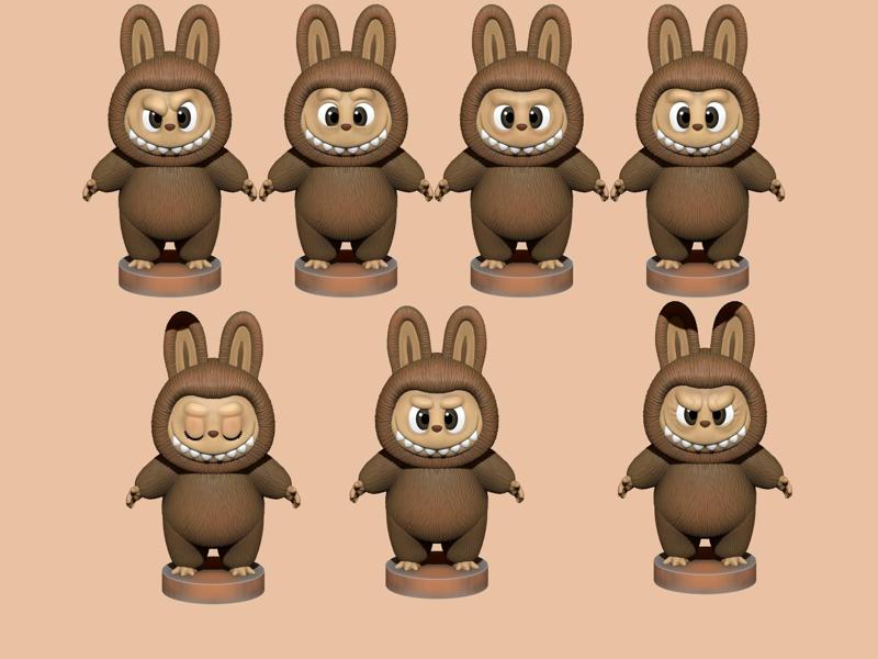 LABUBU FOR 3D PRINT STL. 9 CHARACTERS. 2 POSES.