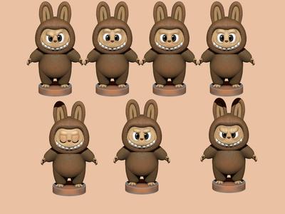 LABUBU FOR 3D PRINT STL. 9 CHARACTERS. 2 POSES.