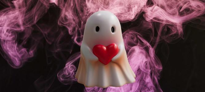 Cute Ghost with Heart - Love romantic 3D HD Love romantic 3D Figure