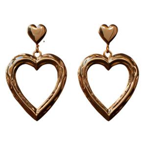 Heart-Shaped Open Hoop Earrings in Gold Finish