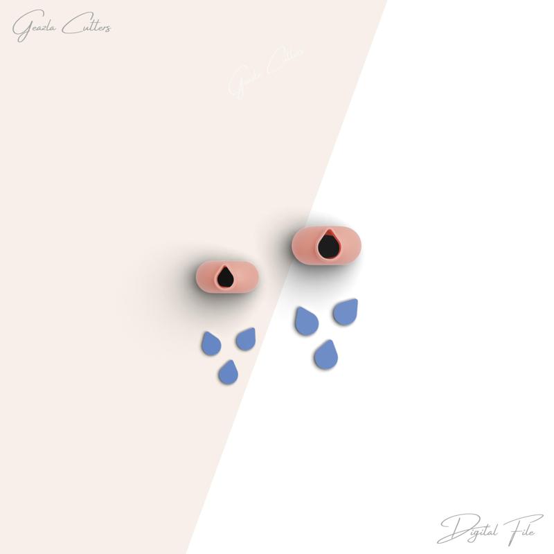 Chubby Teardrop Micro Clay Cutter, Drop Polymer Clay Cutter, Tiny Clay Cutter, 2 Sizes Included, Digital STL File, No: 2