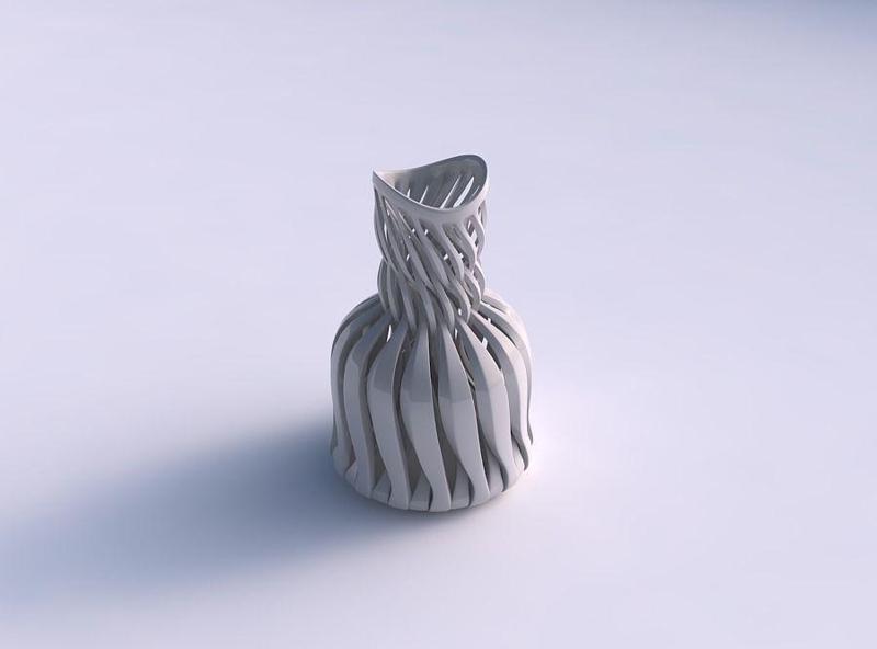 Vase curved twisted with sharp muscle structure and intertwin...