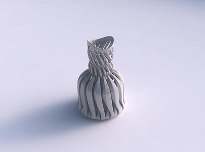 Vase curved twisted with sharp muscle structure and intertwin...