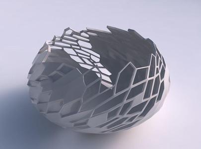 Bowl squeezed twisted with reptile skin with dents and holes