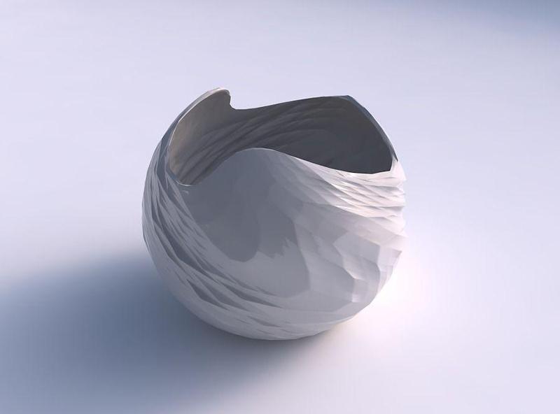 Bowl spheric wavy with rocky fibers