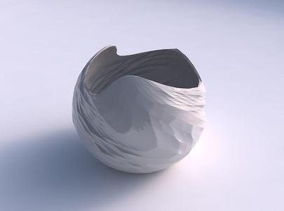 Bowl spheric wavy with rocky fibers