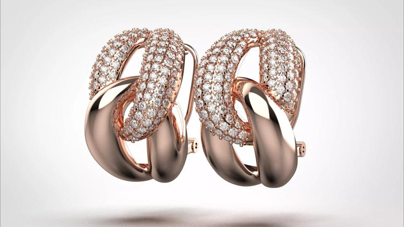Chain earring stl obj 3D print model ER009 3D print model