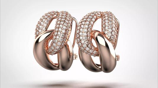 Chain earring stl obj 3D print model ER009 3D print model