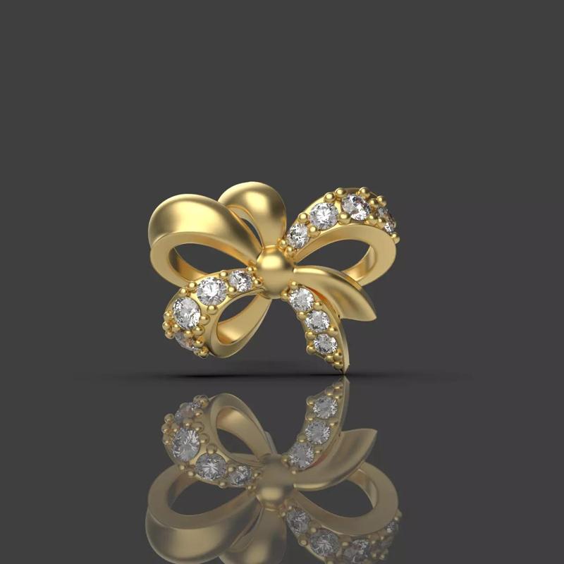 Diamond Bow Stud Earrings 01