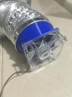 Fan Shroud for Heated Chamber Connect an 80mm Fan to 100mm Ducting