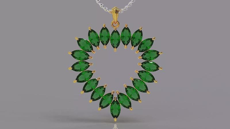 Prong set marquise cut diamonds heart necklace