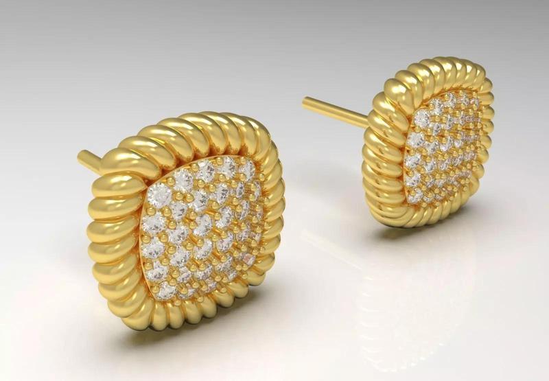 Yellow Gold Diamond Stud Earrings je0112