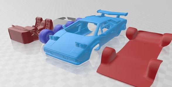 Lamborghini Countach 5000 QV 1985 – STL Car Model with Separate Parts