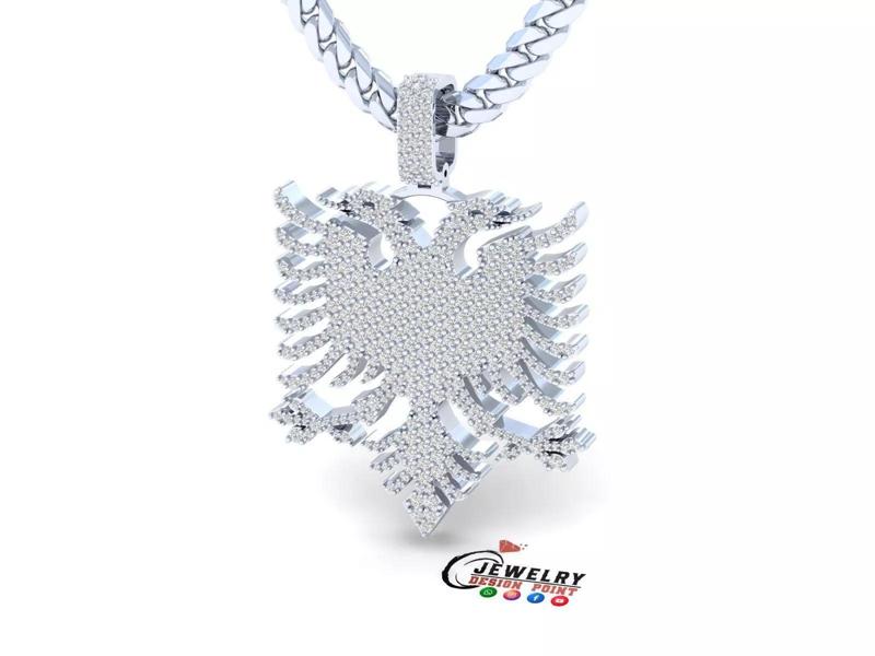 Custom Albania Eagle Pendant Necklace -  Balkan Culture