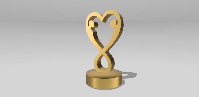 Man Woman Infinity Heart Sculpture, Love Statue, Forever Eternal Love Couple In Love
