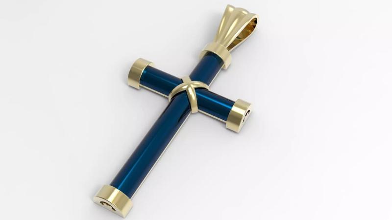cross gold pendant with enamel