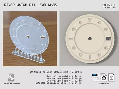 Diver watch dial for NH35