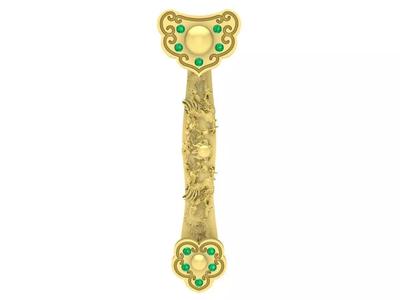 chinese gold and diamond ruyi pendant for women 3904