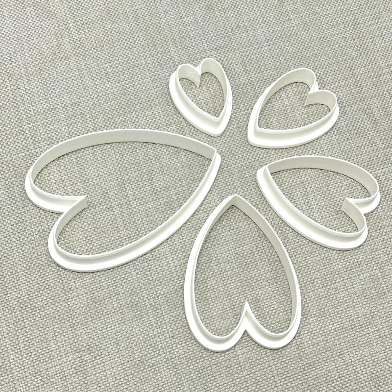Long Heart Cookie Cutter, 5 sizes, Heart Shape, Heart Polymer Clay Cutter, 5 sizes, irregular shape