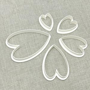Long Heart Cookie Cutter, 5 sizes, Heart Shape, Heart Polymer Clay Cutter, 5 sizes, irregular shape