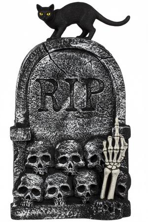RIP SKULL TOMB WITH BLACK CAT
