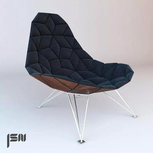 Chair lounge with fabric and metal legs