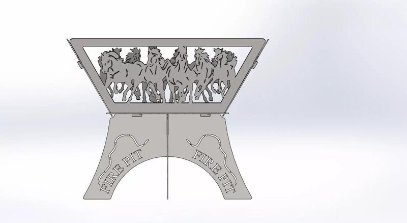 Fire Pit Dxf and Step data Horses Fire pit