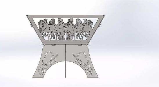 Fire Pit Dxf and Step data Horses Fire pit