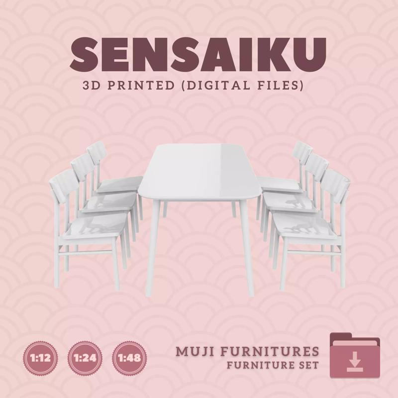 9 Table 70 In and Chair Set V9 for Dollhouse Muji 3D Print