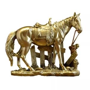 Western Horse Sculpture with Saddle and Rustic Fence  3D stl