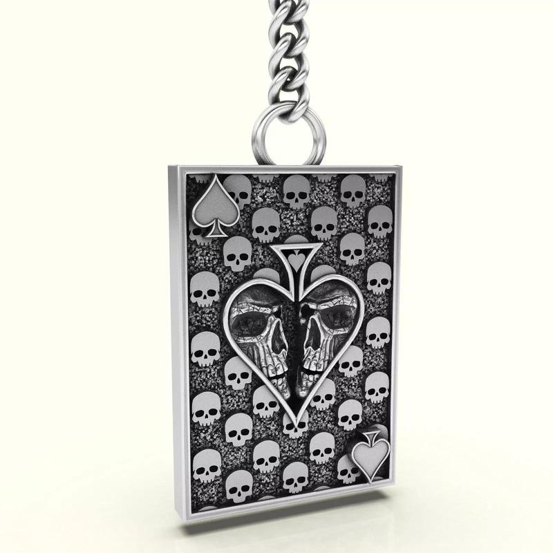 Pikes Spades playing card skull 3d key holder  jewelry
