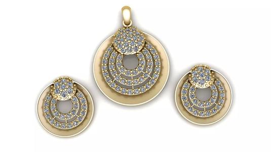 Women Fashion Circle Pendant And earrings 3d Printable Model