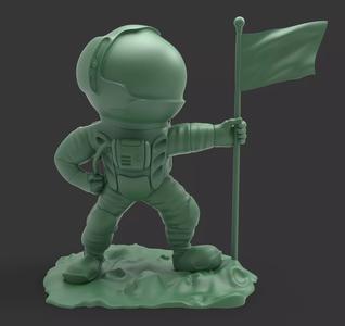 astronaut on the moon with a flag