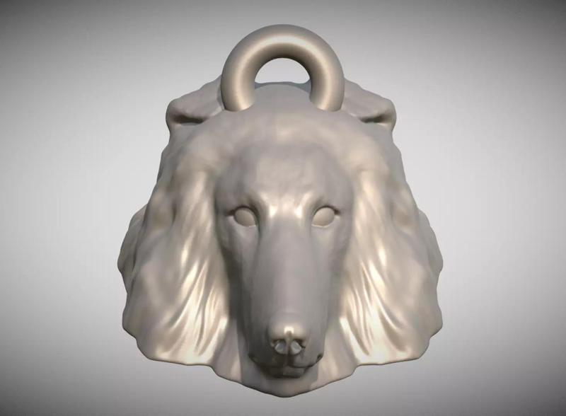 Rough Collie dog head key ring for 3D printing