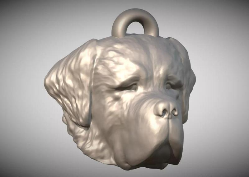 Saint Bernard head key ring ready for 3D printing