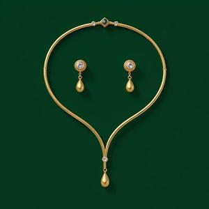 Elegance in Gold Diamond Necklace and Earrings Set