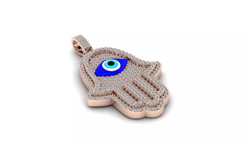 Hamsa Hand Pendant with central Evil Eye